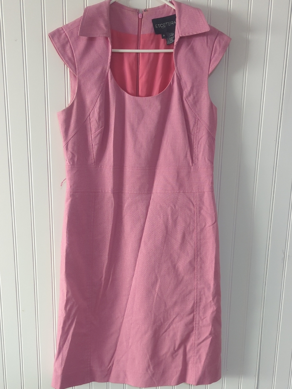 Etcetera Pink Cap Sleeve Scoop-Neck Sheath Midi Dress